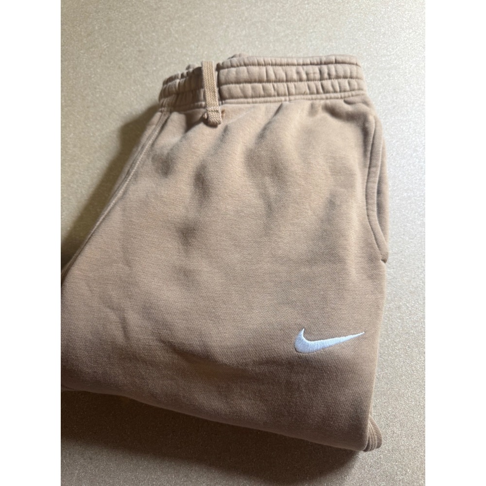 Nike Sportswear Club Fleece Joggers Tan Khaki Sweatpants Mens Large Embroidered